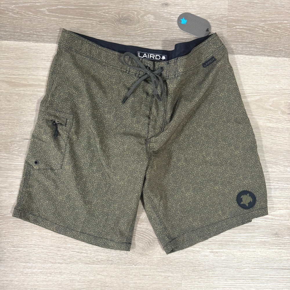 Laird Board Shorts Mens 36 Green Geometric Print Limited Edition Swim Trunks NWT
